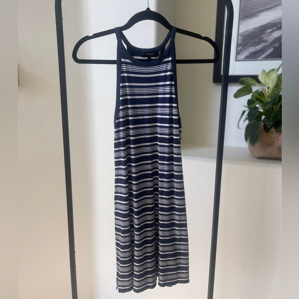 Theory Striped High Neck Dress